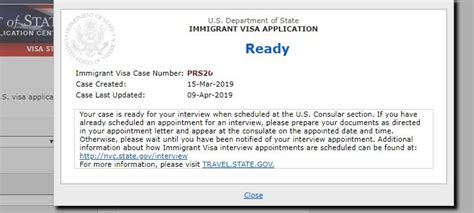 immigrant visa application status ready.